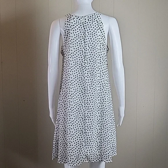 Betsey Johnson White & Black Polka-dot Halter Neck Back Zip Flowy Swing Dress - Picture 8 of 16